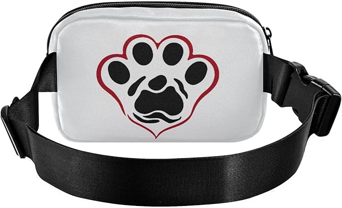 Heart with Paw Fanny Pack for Women Men Water Resistant Fashion Waist Packs with Adjustable Strap Belt Bag for Travel Workout Jogging Hiking 21217968
