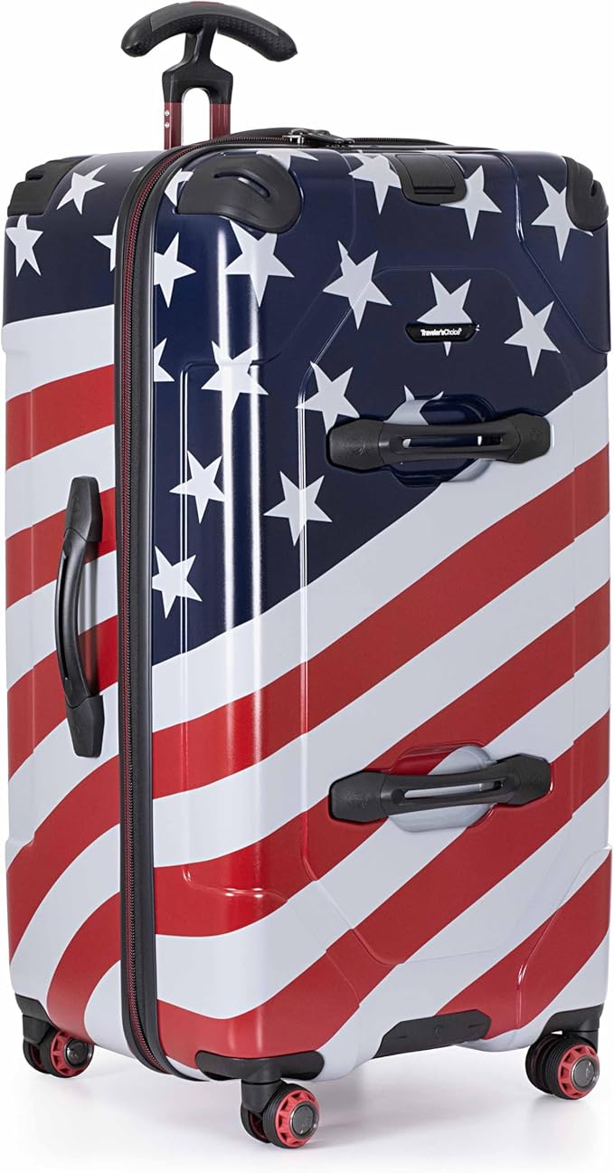 Traveler's Choice Maxporter II Polycarbonate Hardside Trunk with Spinner Wheels, American Flag, 31-Inch Trunk