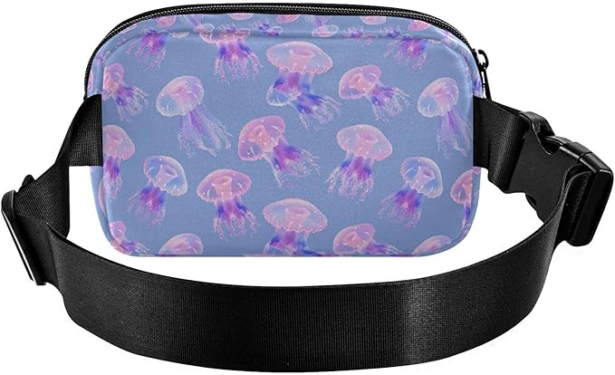 Pink Jellyfish Fanny Pack for Women Men Water Resistant Fashion Waist Packs with Adjustable Strap Belt Bag for Travel Workout Jogging Hiking 21219024