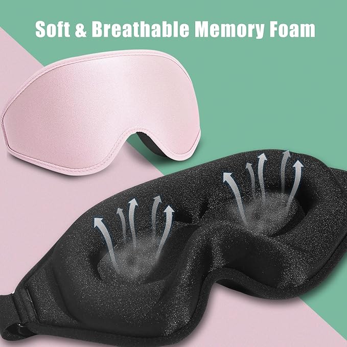 BeeVines 2 Pack 3D Sleep Mask Eye Mask for False Eyelash Extensions for Men & Women, Eye Mask for Sleeping with Adjustable Strap, 100% Blackout Eye Covers Night Sleep Blindfold for Yoga Travel