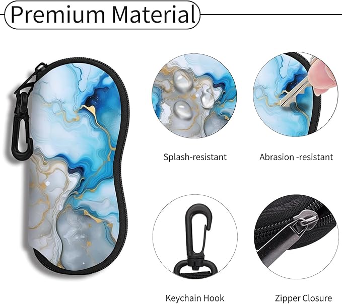Hion Sunglasses Soft Case Ultra Light Neoprene Zipper Eyeglass Case With Belt Clip