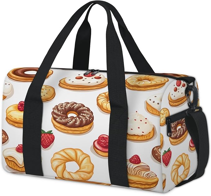 Cute Cake Travel Duffle Bag for Women Men, Overnight Weekender Bag, Carry on Tote for Sport Gym