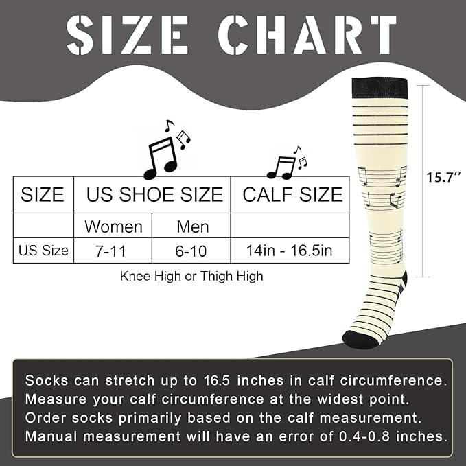 Junely Compression Socks for Women Knee High Socks for Running Nurses Pregnant Women Work Support Travel Flight Sports