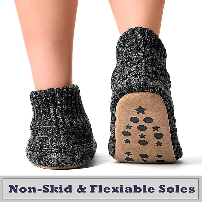 Cozylook Men's Slipper Socks with Grips, Fuzzy Indoor Slippers for Men, Soft Warm Winter Socks with Non-slip Soles