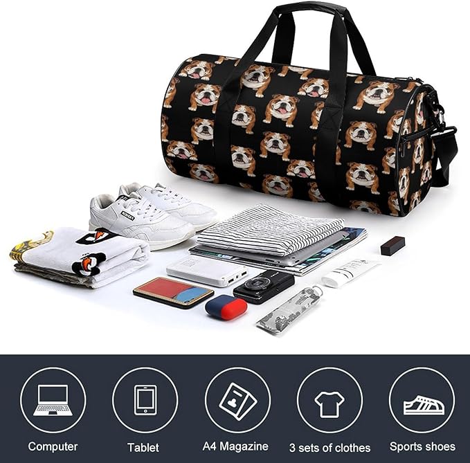 Lightweight Travel Sports Carry On Bag English Bulldogs Basketball Football Weekender Bag Sport Gym Fitness Tote
