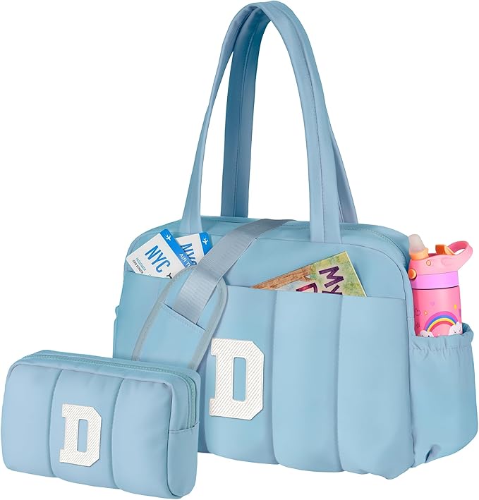 Duffle Bag, Weekender Bags for Girl，Monogrammed Gifts for Woman-Initial Overnight Bag with Wet Pocket，Lightweight Dance Bags Personalized Gymnastics bag with Makeup Pouch