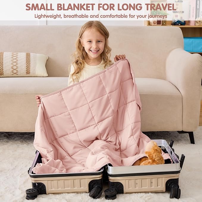 yescool Pink Weighted Blanket 3 Pounds Cooling Weighted Lap Blanket, Heavy Blanket for Sleeping, Weighted Throw Blanket Gifts for 20-40lbs, 36"x48"
