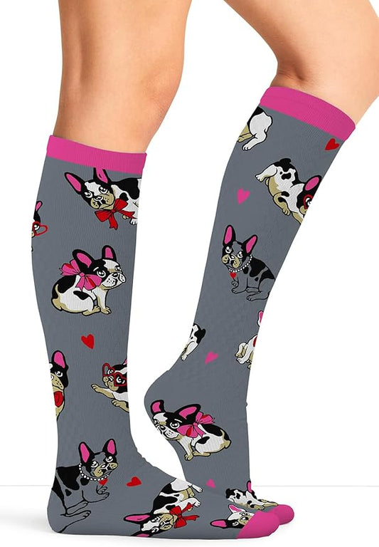 Cherokee Women's 10-15mmHg Compression Socks – Fun Print Knee Highs with Light Support, Soft Feel - PRINTSUPPORT