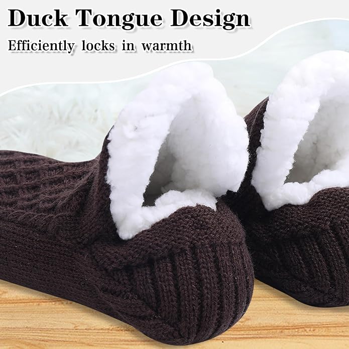 Warm Slipper Socks for Women Indoor Soft Cozy House Sock Shoes Non-Slip Knitted Socks Fuzzy Thermal House Slippers