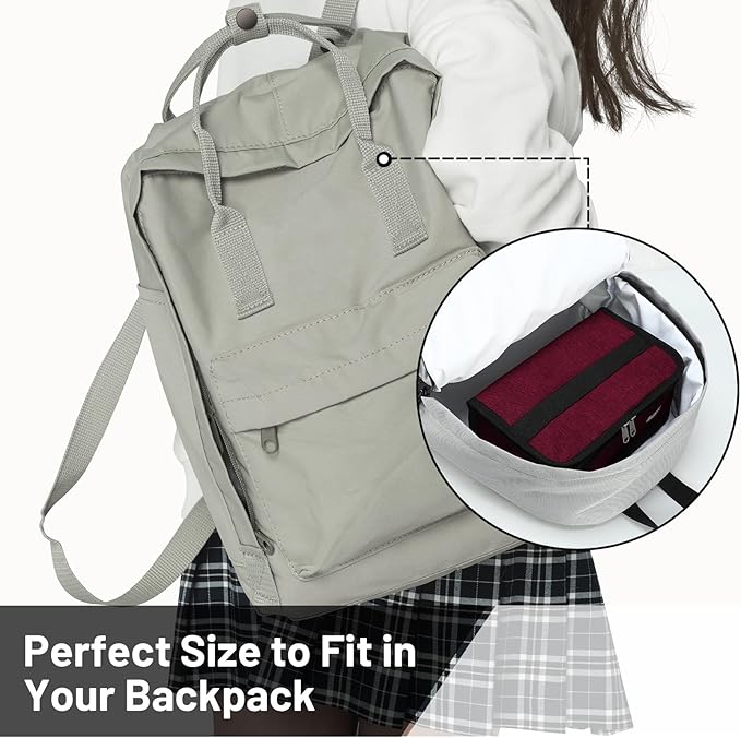 MIER Small Lunch Bag for Kids & Adults Compact Insulated Lunch Box Portable Thermal Mini Cooler for Work School Travel, Dark Red
