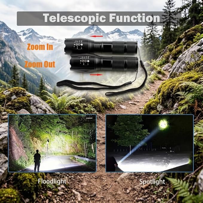 LED Flashlights 10 Pack, Bright Tactical Flashlight High Lumens with 5 Modes, Waterproof Zoomable Flash Light, Portable Torch for Camping Hiking Outdoor Home Emergency