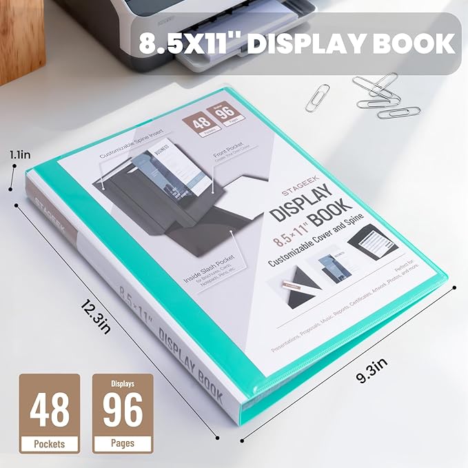 48-Pocket Portfolio Binder Display 96 Pages, 8.5x11 Binder with Plastic Sleeves, Art Portfolio Folder with Clear Sheet Protectors, Presentation Book for Artwork, Document Organizer