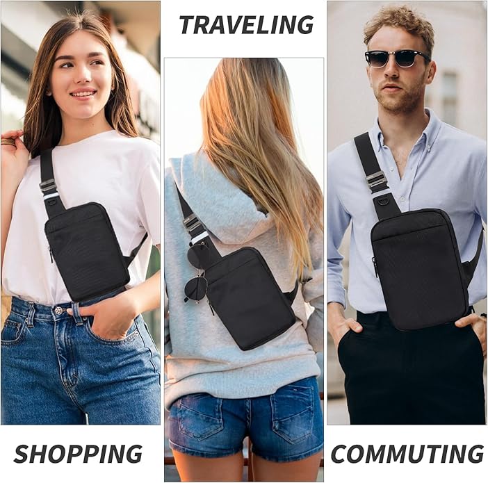Small Sling Bag for Men and Women with RFID Pocket, Anti Theft Crossbody Chest Bag Casual Travel Bag for Hiking