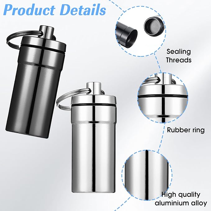 2Pcs Loops Ear Plug Case, Portable Metal Earplug Case Keychain, Travel Ear Plug Holder, Waterproof Loops Earbuds Storage Container for Outdoor Jewelry Pill Organizer (Black, Silver)