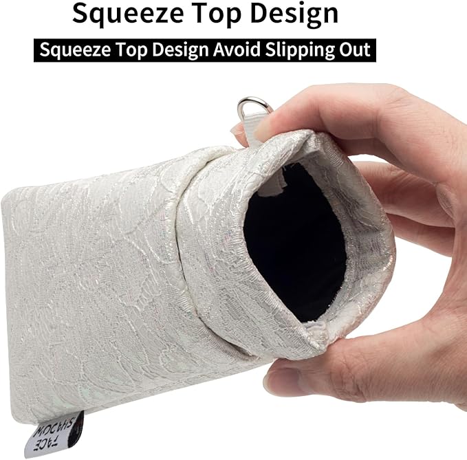 Face Shadow Double Glasses Case Soft Eyeglass Case For Women Men Squeeze Top Sunglasses Case With Cleaning Cloth