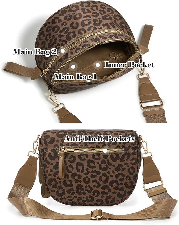 Pure Colour Crossbody Bag Bum Bag for Women,Spacious Purse Fanny Packs Belt Bag,Oversized Bum Bag (Brown Coffee Leopard Print Bum Bag)
