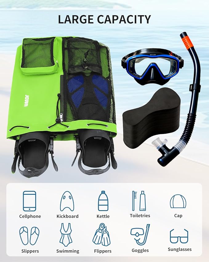 WANDF Swim Bag Mesh Drawstring Backpack with Wet Pocket for Swimming, Gym, and Workout Gear