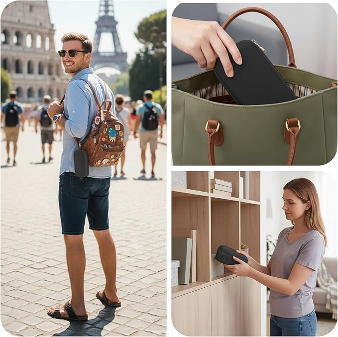 Double Eyeglasses Case,Hard Shell Glasses Case Travel Sunglasses Organizer with Adjustable Slot & Clip for Men Women