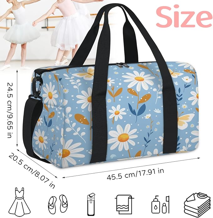 Daisy Travel Duffle Bag for Women Men, Overnight Weekender Bag, Carry on Tote for Sport Gym