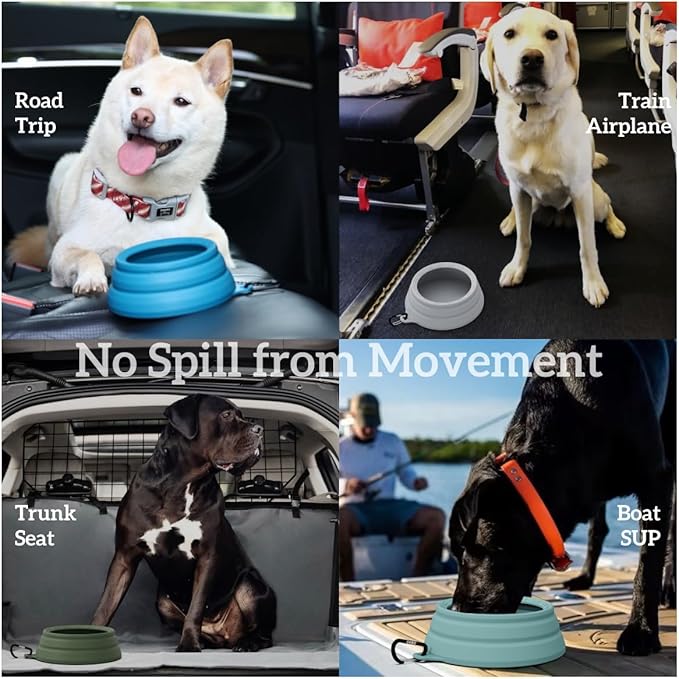 OHMO Spill Proof Collapsible Dog Water Bowl 24oz for Cars, No Splash Portable Bowls for Dog Travel, Dishwasher Safe, Pet Essentials for Road Trips, Cat Travel Accessories