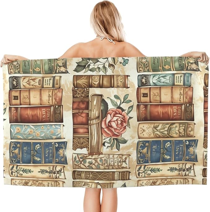 Microfiber Beach Towel, Flower Book Beach Towels 32x52in,Quick Dry, Sand Free, Ultra Soft & Oversized Towel for Travel, Outdoor, Bathroom, Swimming - Ideal for Pool, Camping, Yoga, or Gift Decor