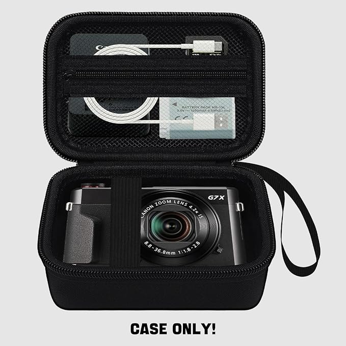 Camera Case for Canon PowerShot G7X Mark III/ G7 X Mark II/ SX740 hs Digital Camera, 4K Vlogging Camera Protective Cover Hard Travel Storage Bag, Mesh Pocket fits Cable, Batteries, Black