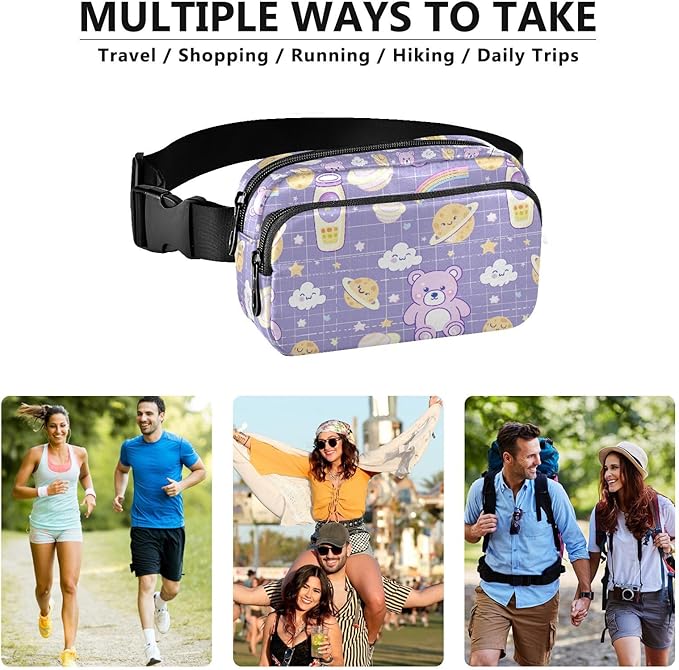 Kawaii Bear Milk Universe Fanny Pack for Women Men Water Resistant Fashion Waist Packs with Adjustable Strap Belt Bag for Travel Workout Jogging Hiking 21219116