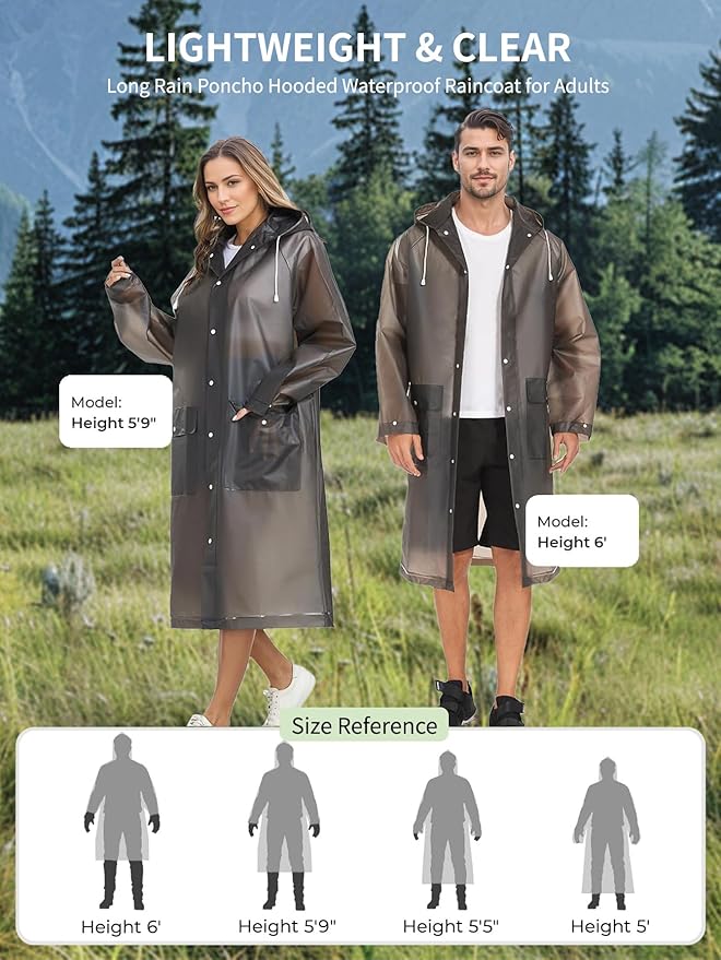Besshopie EVA Raincoat Waterproof Rain Poncho Reusable Unisex Men Women Long Clear Rain Wear
