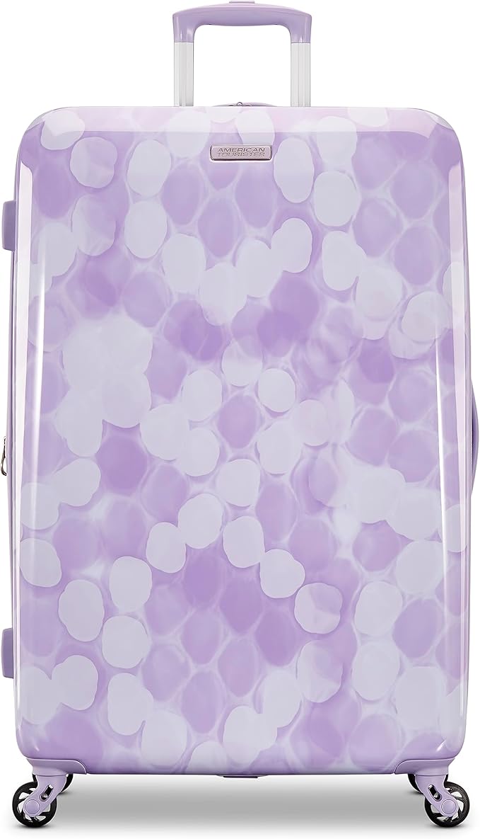 American Tourister Moonlight Hardside Expandable Luggage with Spinner Wheels, Lavender Maze, Checked-Large 28-Inch