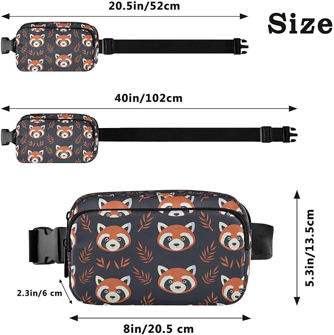 Kawaii Red Panda Fanny Pack for Women Men Water Resistant Fashion Waist Packs with Adjustable Strap Belt Bag for Travel Workout Jogging Hiking 21219401