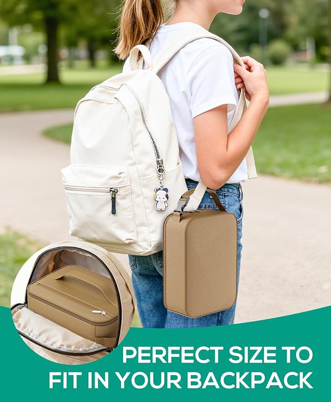 HowFly Small Lunch Bag - Insulated Lunch Box Bag for Women Men - Portable Thermal Reusable Meal Cooler Bags with Buckle Handle for Work School - Khaki