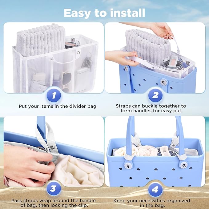 OUTXE Beach Bag Organizer Compatible with Baby Bogg Bag Accessories Inserts, Lightweight Mesh Insert Divider Pouch for Small Bogg Bags, Beach Tote Bags Insert for Organizing