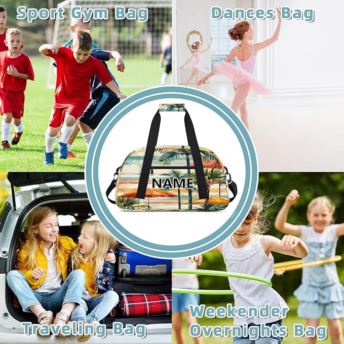 Summer Custom Small Gym Bag 18 inch for Women Men Personalized Summer Themed Carry On Overnight Weekender Bag for Travel Work Dance Sport