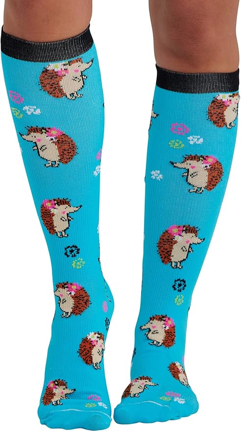 Cherokee Women's 10-15mmHg Compression Socks – Fun Print Knee Highs with Light Support, Soft Feel - PRINTSUPPORT
