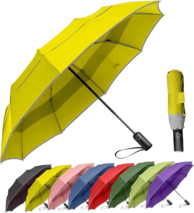 MRTLLOA 42/49 Inch Compact Travel Essentials Umbrella for Rain, Lightweight, Portable, Automatic, Strong, Waterproof Folding Umbrellas for Women, Men and Teenagers