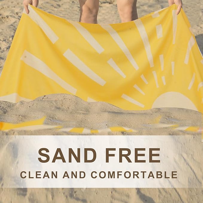 Beach Sunshine Turkish Beach Towels Travel Vacation Essentials Quick Dry Sand Free Oversized Bath Pool Swim Towel Extra Large XL Blanket Adult Cruise Accessories Must Haves Clearance Stuff Necessities