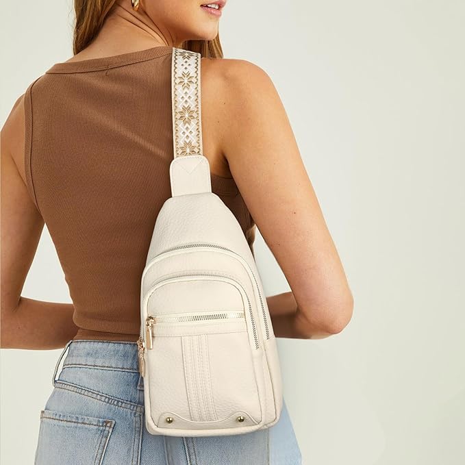 GAEKEAO Sling Bag for Women Crossbody Bags Fanny Pack Vegan Leather Chest Bag Travel Shoulder Belt Purse Backpack Gifts