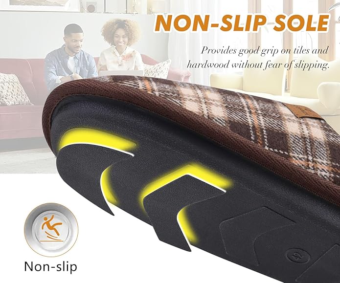 COFACE Mens Cozy Memory Foam Scuff Slippers Casual Slip On Warm House Shoes Indoor/Outdoor Sandal Slippers With Arch Support Rubber Sole Size 7-15