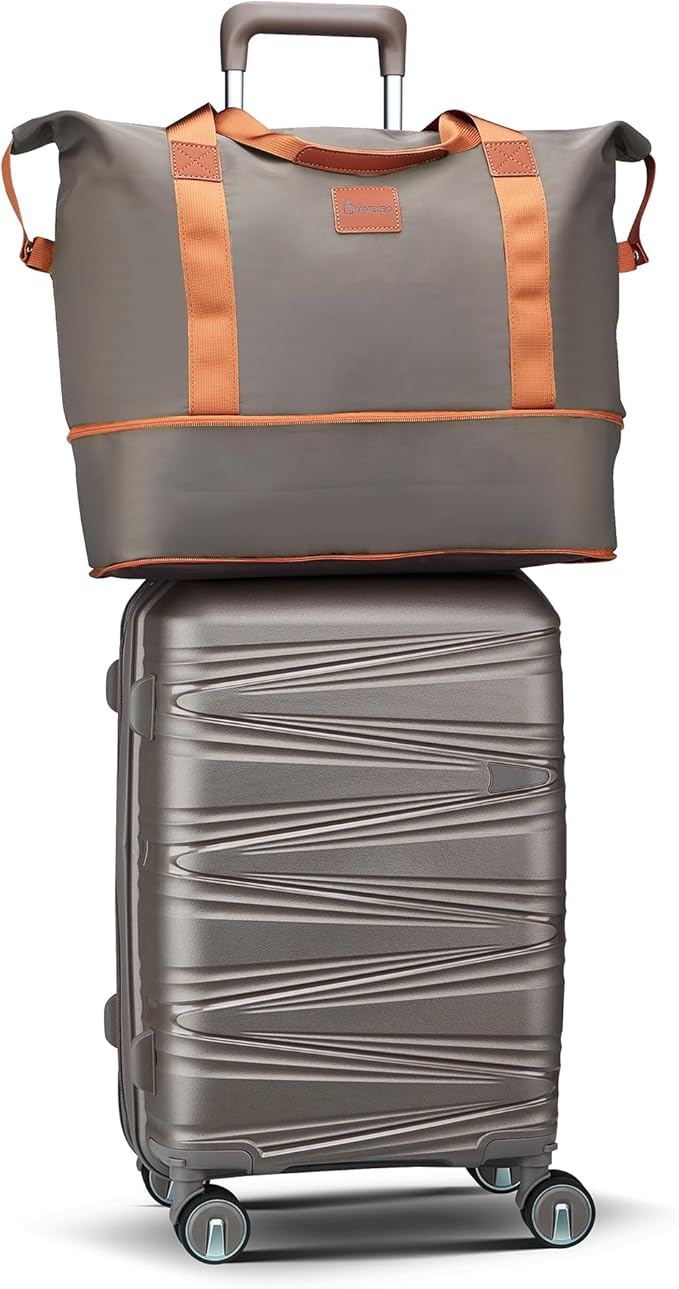 4 Piece Carry On Luggage Set 20 Inch, Expandable PP Hardshell Suitcase with Detachable Spinner Wheels & TSA Lock, Includes Cosmetic Case, Travel Tote & Toiletry Bag, Lightweight (Champagne)