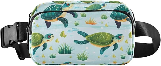 Cute Green Turtles Fanny Pack for Women Men Water Resistant Fashion Waist Packs with Adjustable Strap Belt Bag for Travel Workout Jogging Hiking 21219809