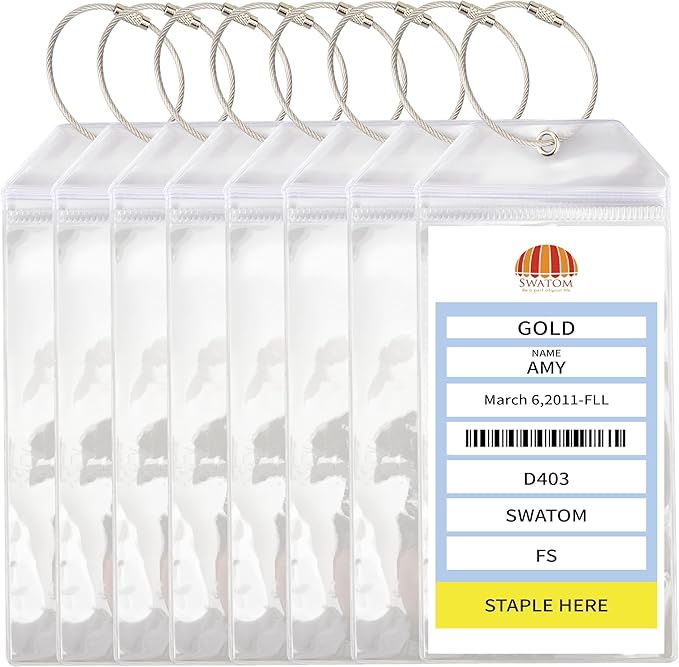 SWATOM Cruise Luggage Tags for Suitcases 8 Sets Carnival, NCL, Princess & MSC Waterproof Clear Luggage Bag Tag Holders for 2025 & 2026 Cruise Ships Essentials