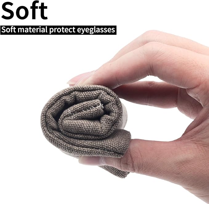 Face Shadow Double Glasses Case Soft Eyeglass Case For Women Men Squeeze Top Sunglasses Case With Cleaning Cloth