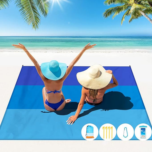 Beach Blanket Oversized Extra Large 10'X 9',Waterproof Sandproof Beach Blanket 2-8 Adults Lightweight Durable for Travel Camping Hiking Picnic