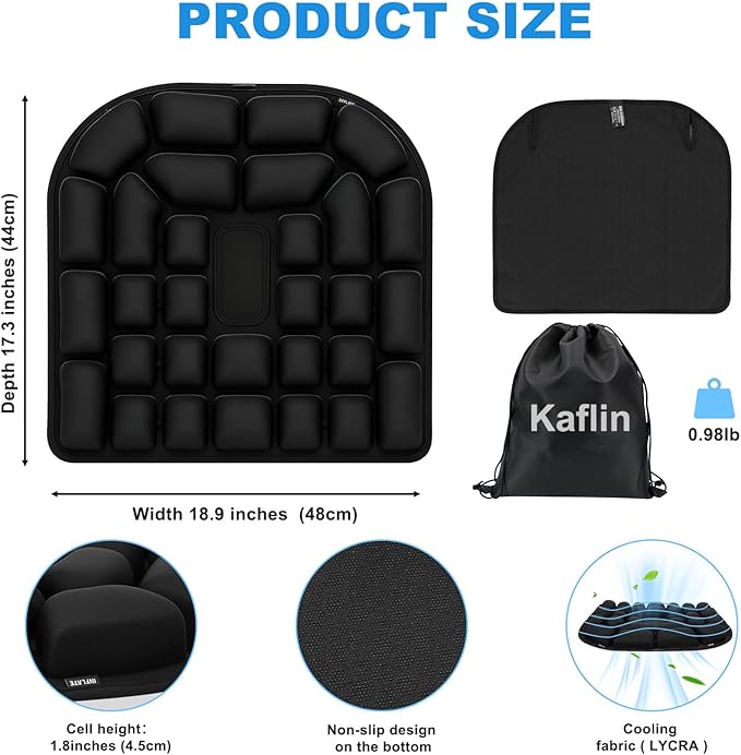 Inflatable Seat Cushion - Airplane Seat Cushion for Long Flights, Stable & Firm Support for Sports & Outdoors, Stadium Bleachers, Travel & Hard Dining Chairs