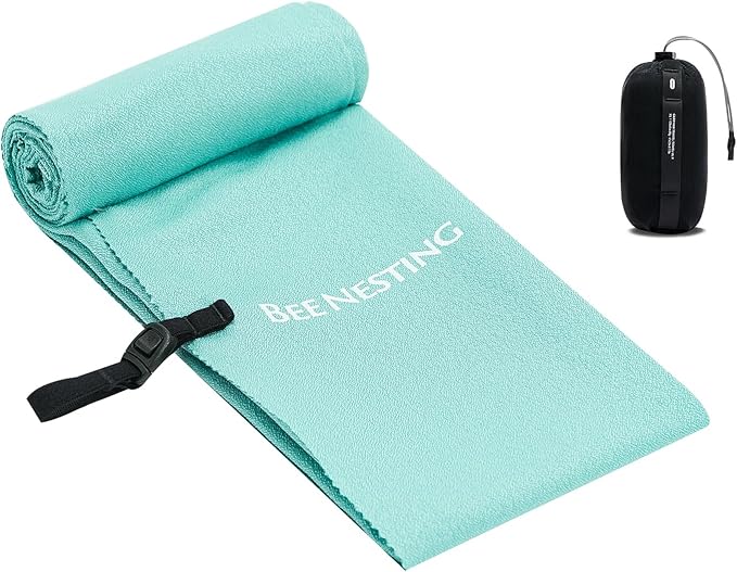 Bee Nesting Ultralight Quick Dry Towels for Backpacking, Microfiber Towel Tavel Accessories for Hiking, Beach, Gym, Swimming, Pocket Sweat Towels(XL Mint Green