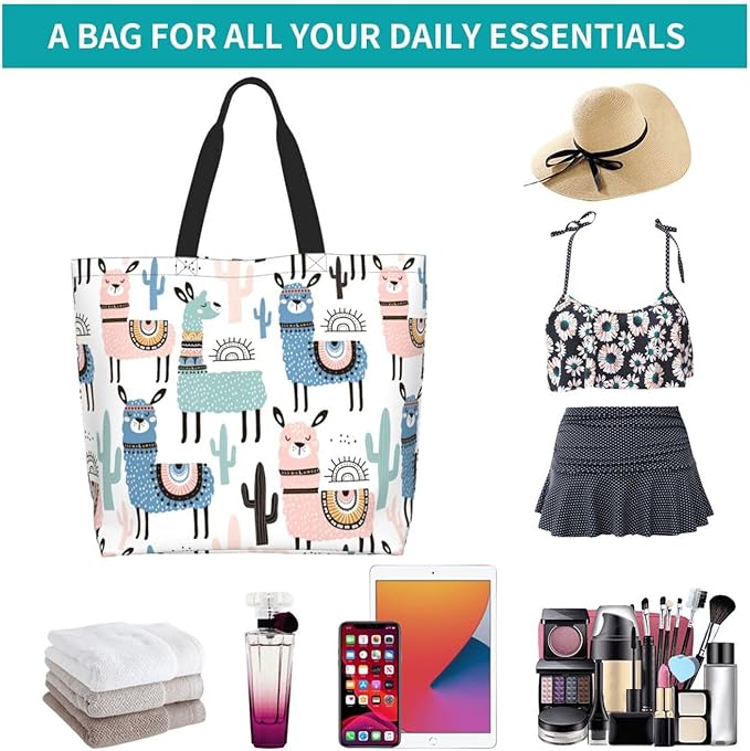 Tote Bag for Women Large Beach Bag Reusable Grocery Bags Handbag for Travel Shopping