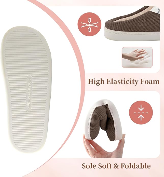 HUXMEYSON Slippers for Women, Womens Slippers Indoor Outdoor with Memory Foam, Cozy & Warm House Slippers for Woman with Anti-Slip Rubber Sole
