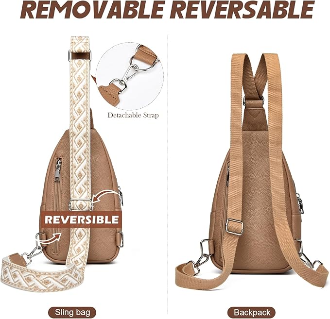 MYHOZEE Small Diaper Bag Crossbody Sling Purse for Women - 2 in 1 Leather Backpack with 2 Straps for Short Trips Work Daily | Mini diaper bag, Instant Wipes pocket, Adjustable Straps, Credit card slot, Moms and dads, Reusable Wipe pouchs