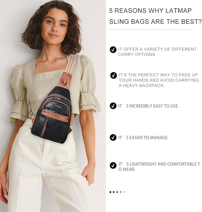 7L Sling Bag For Women Men Backpack Fanny Pack Crossbody Chest Travel Shoulder Belt Bags Purse Handbag PU Leather
