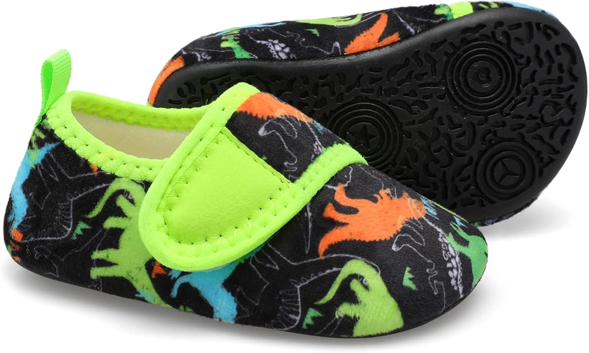 XIHALOOK Toddler Boys Girls House Slippers with Microfleece Lining Cozy Household Shoes Non-slip for Kids